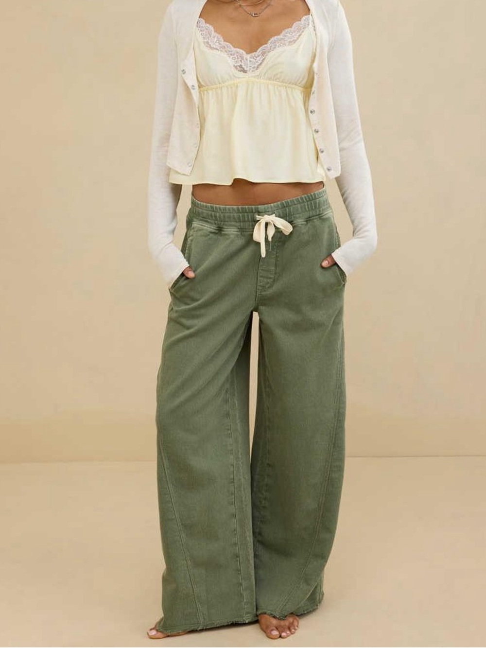 Aerie Women’s Soft Landing Trouser In Olive Green Size XS